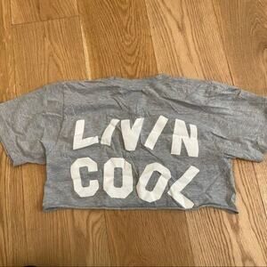 Livin Cool Crop Short Sleeve Round Neck Tee Gray Size S